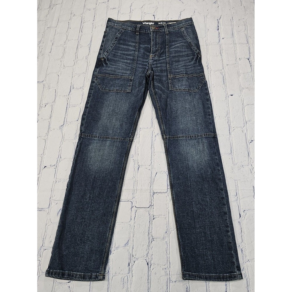 Wrangler BOYS 16 R Slim Fit Utility Blue Pants NWT 7RYWHU Denim Jean Adjustable